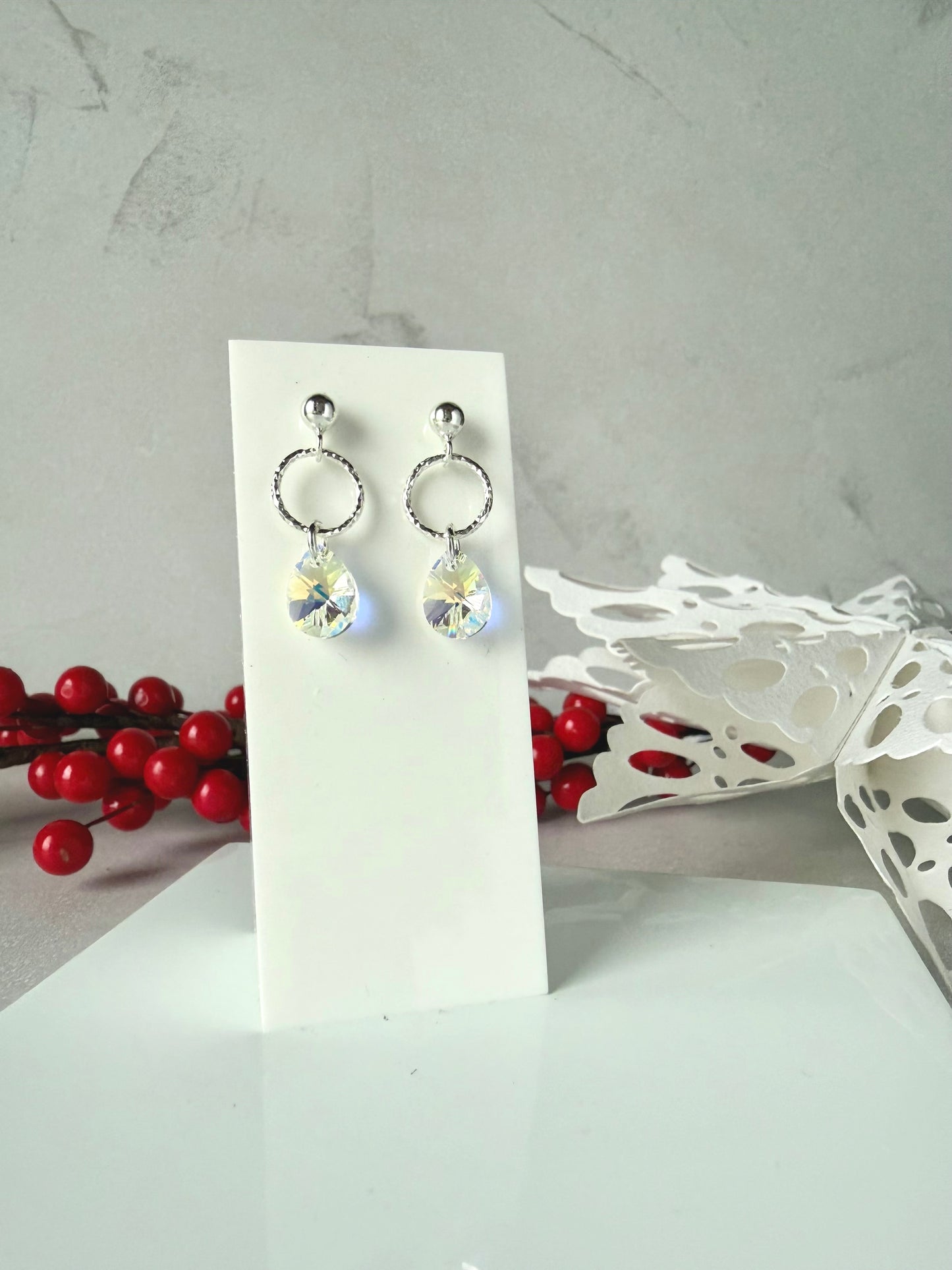 Pear hoop drop earrings
