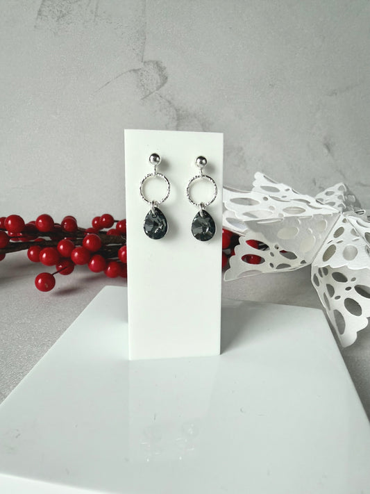 Pear hoop drop earrings